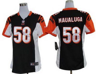 Women Nike Cincinnati Bengals 58# Rey Maualuga Black Nike NFL Jerseys