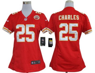 Women Nike Kansas City Chiefs 25# Jamaal Charles Red Nike NFL Jerseys