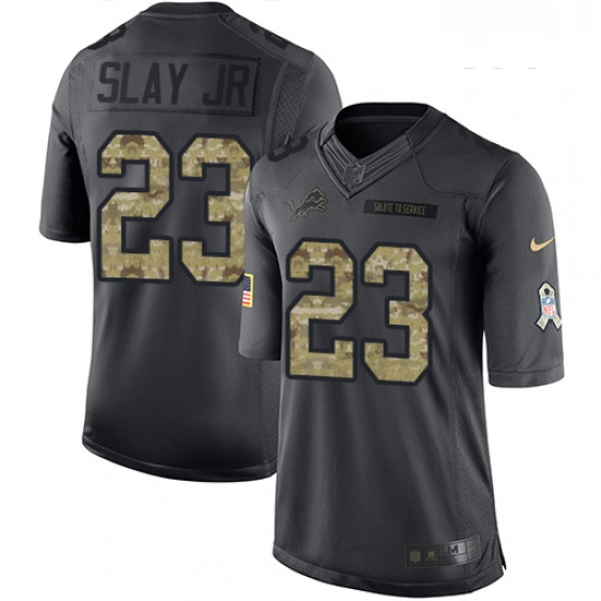 Youth Nike Detroit Lions 23 Darius Slay Jr Limited Black 2016 Salute to Service NFL Jersey