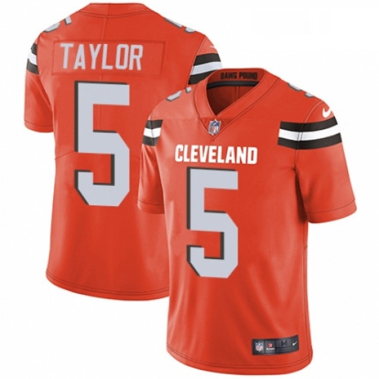 Mens Nike Cleveland Browns 5 Tyrod Taylor Orange Alternate Vapor Untouchable Limited Player NFL Jers