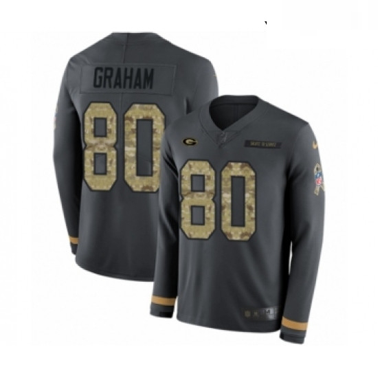 Youth Nike Green Bay Packers 80 Jimmy Graham Limited Black Salute to Service Therma Long Sleeve NFL 