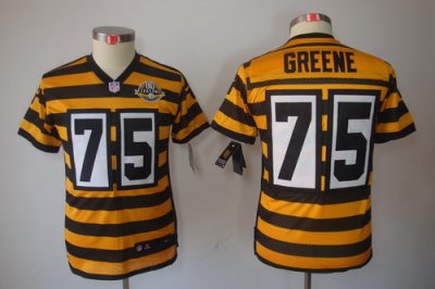 Youth Nike Pittsburgh Steelers 75# Joe Greene Yellow-Black 80th Patch Limited Jerseys