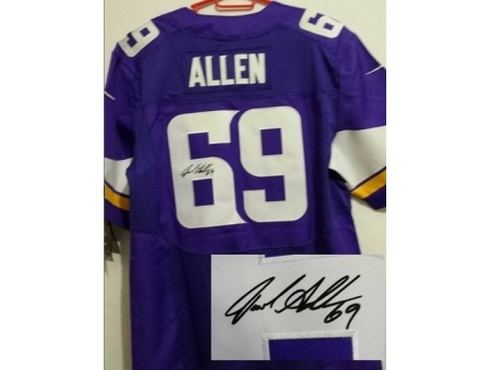 Nike Minnesota Vikings 69 Jared Allen Purple Elite Signed NFL Jersey