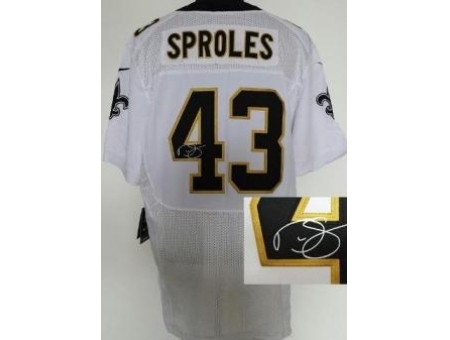 Nike New Orleans Saints 43 Darren Sproles White Elite Signed NFL Jersey