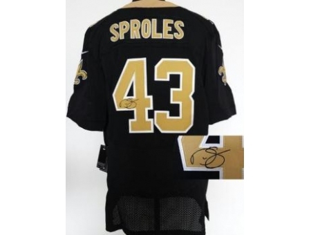 Nike New Orleans Saints 43 Darren Sproles Black Elite Signed NFL Jersey