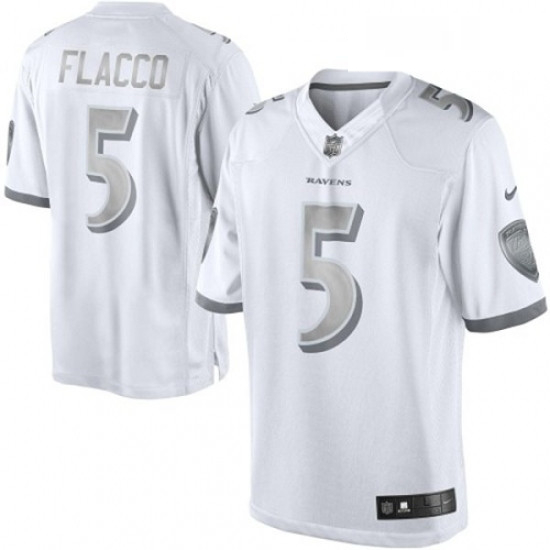 Womens Nike Baltimore Ravens 5 Joe Flacco Limited White Platinum NFL Jersey