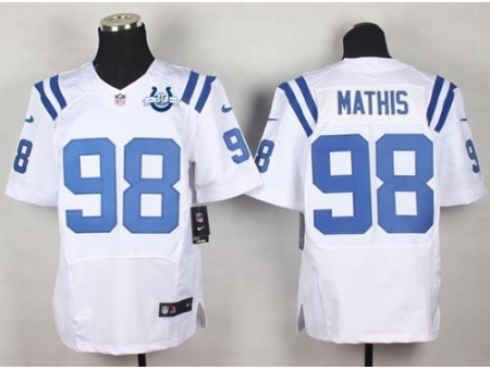 Nike Indianapolis Colts 98 Robert Mathis White Elite With 30TH Seasons Patch NFL Jersey