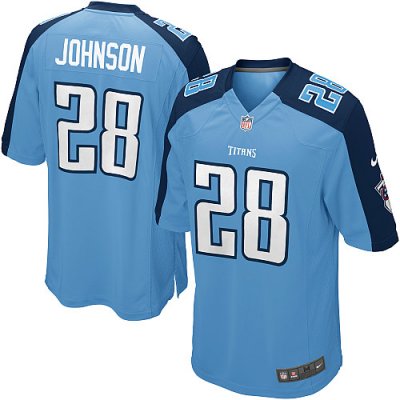 Youth Nike Tennessee Titans 28# Chris Johnson Game LT Blue Color