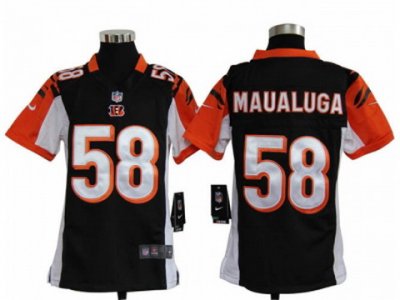 Youth Nike NFL Cincinnati Bengals #58 Rey Maualuga Black Jerseys