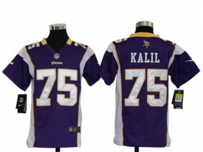 Youth Nike NFL Minnesota Vikings #75 Matt Kalil Purple Jerseys