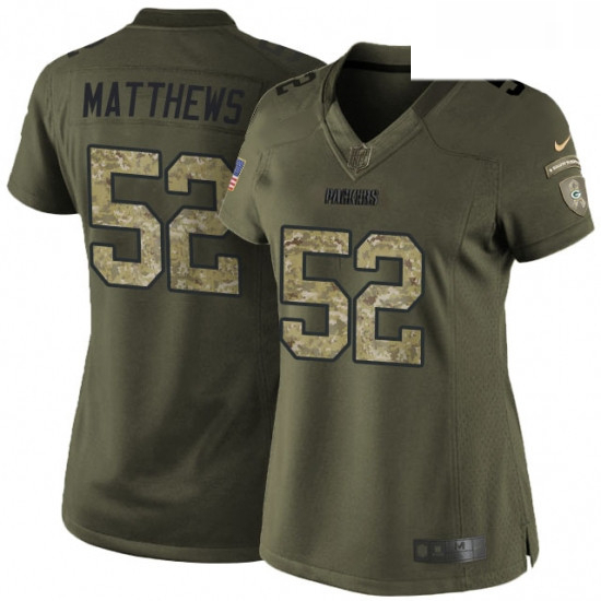 Womens Nike Green Bay Packers 52 Clay Matthews Elite Green Salut