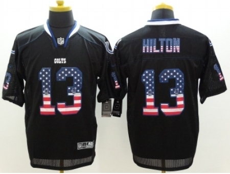 Nike Indianapolis Colts 13 T.Y. Hilton Black Elite USA Flag Fashion NFL Jersey