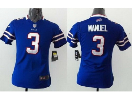 Women Nike Buffalo Bills 3 EJ Manuel Blue NFL Jerseys