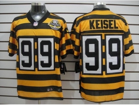 Nike Pittsburgh Steelers 99 Brett Keisel Yellow Black Elite 80th Throwback NFL Jersey