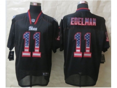 Nike New England Patriots 11 Julian Edelman Black Elite USA Flag Fashion NFL Jersey