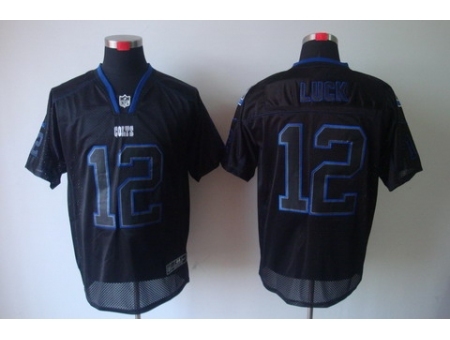 Nike Indianapolis Colts 12 Andrew Luck Black Elite Lights Out NFL Jersey