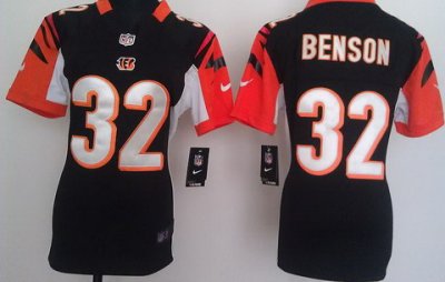 Women Nike Cincinnati Bengals 32 Cedric Benson Black Nike NFL Jersey