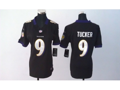 Nike Women Baltimore Ravens #9 Tucker black jerseys