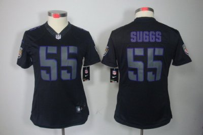 Nike Women Baltimore Ravens #55 Terrell Suggs Black Jerseys[Impact Limited]