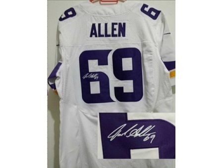 Nike Minnesota Vikings 69 Jared Allen White Elite Signed NFL Jersey