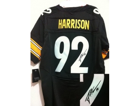 Nike Pittsburgh Steelers 92 James Harrison Black Elite Signed NFL Jersey