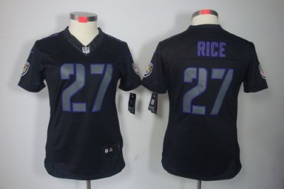 Women Nike Baltimore Ravens 27# Ray Rice Black Jerseys[Impact Limited]