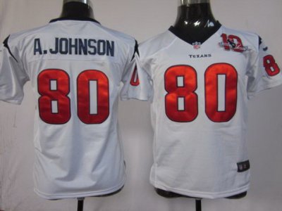 Youth Nike Houston Texans #80 Andre Johnson White Nike NFL Jerseys W 10th Patch