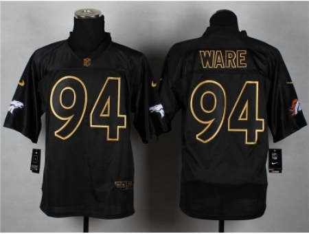 Nike Denver Broncos 94 DeMarcus Ware black Elite gold lettering fashion NFL Jersey