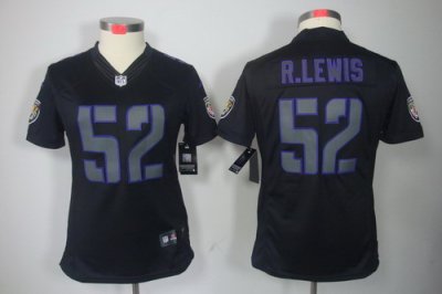 Women Nike Baltimore Ravens 52# R.Lewis Black Jerseys[Impact Limited]