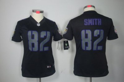 Women Nike Baltimore Ravens 82 Torrey Smith Black Jerseys[Impact Limited]