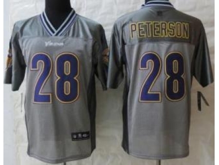 Nike Minnesota Vikings 28 Adrian Peterson Grey Elite Vapor NFL Jersey