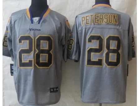 Nike Minnesota Vikings 28 Adrian Peterson Grey Elite Lights Out NFL Jersey