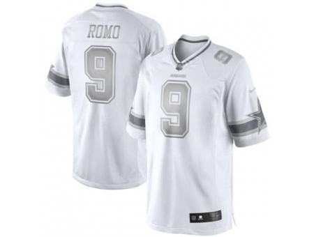 Nike Dallas Cowboys 9 Tony Romo White Limited Platinum NFL Jersey