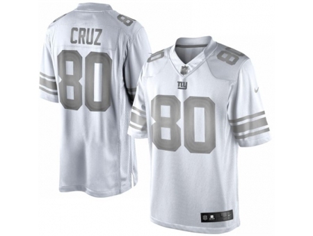 Nike New York Giants 80 Victor Cruz White Limited Platinum NFL Jersey