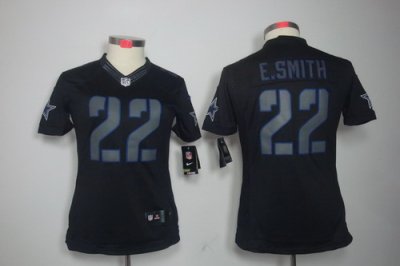 Women Nike Dallas Cowboys 22# E.SMITH Black Jerseys[Impact Limited]