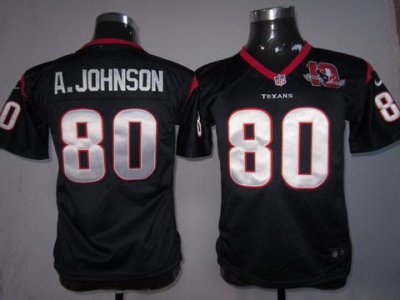 Youth Nike Houston Texans #80 Andre Johnson Blue Nike NFL Jerseys W 10th Patch