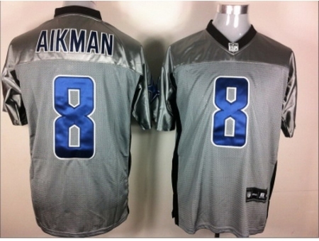 Nike Dallas Cowboys 8 Troy Aikman grey Elite shadow NFL Jersey