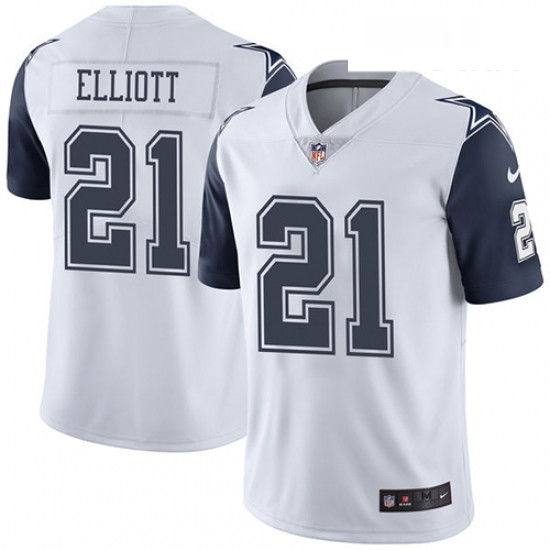 Youth Nike Dallas Cowboys 21 Ezekiel Elliott Limited White Rush Vapor Untouchable NFL Jersey