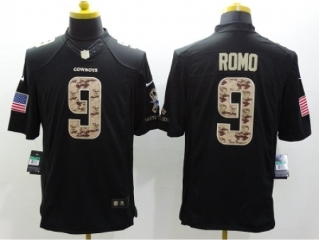 Nike Dallas Cowboys 9 Tony Romo Black Limited Salute to Service NFL Jersey