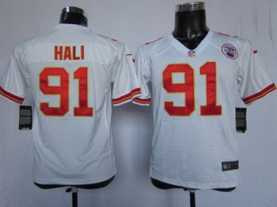 Youth Nike Kansas City Chiefs 91 Tamba Hali White Nike NFL Jerseys