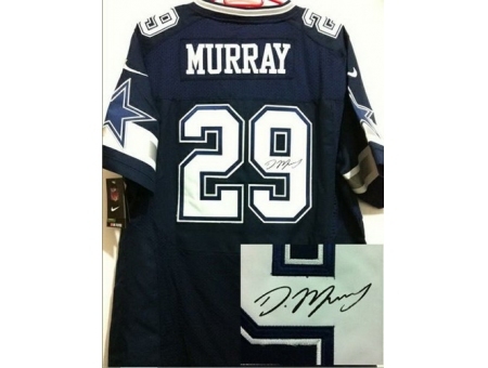 Nike Dallas Cowboys 29 DeMarco Murray Blue Elite Signed NFL Jersey