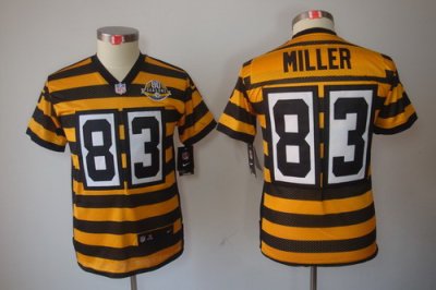 Youth Nike Pittsburgh Steelers 83# Heath Miller Yellow-Black 80th Patch Limited Jerseys