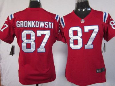 Women Nike New England patriots #87 Gronkowski Red Nike NFL Jerseys