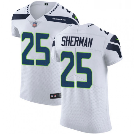 Mens Nike Seattle Seahawks 25 Richard Sherman White Vapor Untouchable Elite Player NFL Jersey