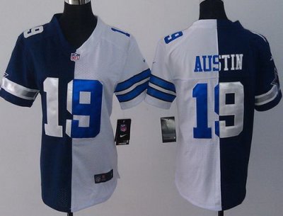 Women Nike Dallas Cowboys #19 Miles Austin Blue White Split NFL Jerseys