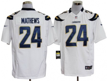 Nike San Diego Chargers 24 Ryan Mathews White Game NFL Jersey