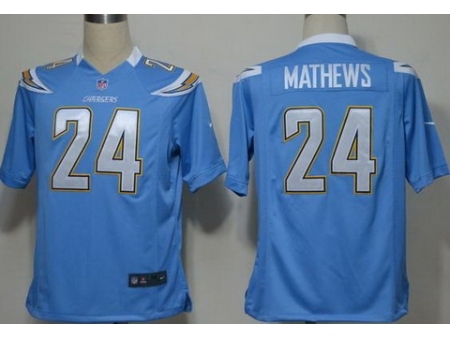 Nike San Diego Chargers 24 Ryan Mathews Light Blue Game NFL Jersey