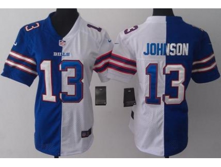 Women Nike Buffalo Bills 13 Steve Johnson Blue White Split Jerseys