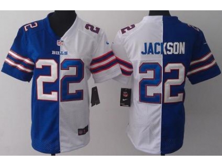 Women Nike Buffalo Bills 22 Fred Jackson Blue White Split Jerseys