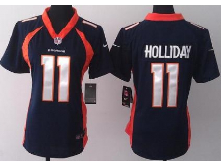 Women Nike Denver Broncos 11 Trindon Holliday Blue Jerseys 2013